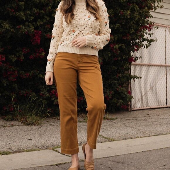 Everlane Pants 0 Denim Straight Leg Cropped Jean Golden Brown Neutral Minimalist - Picture 4 of 15